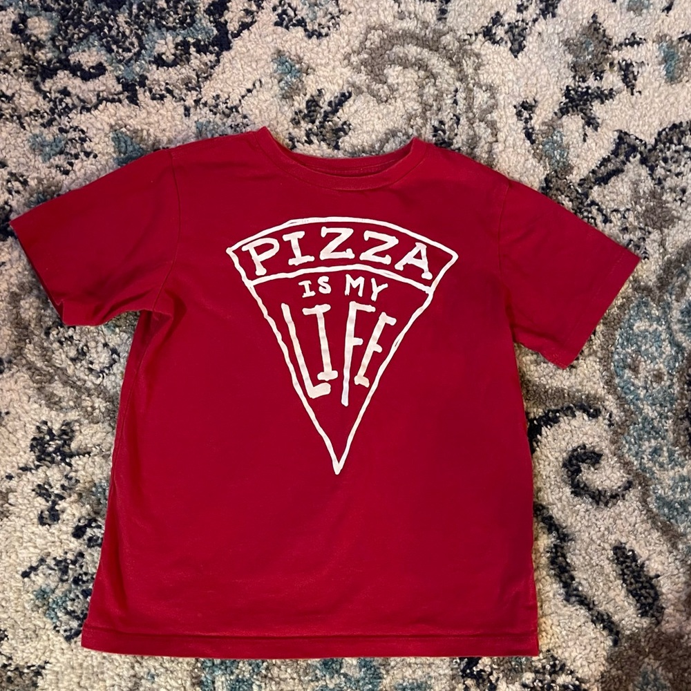 Pizza is my life Short Sleeve Shirt - Red - Size Small 5/6